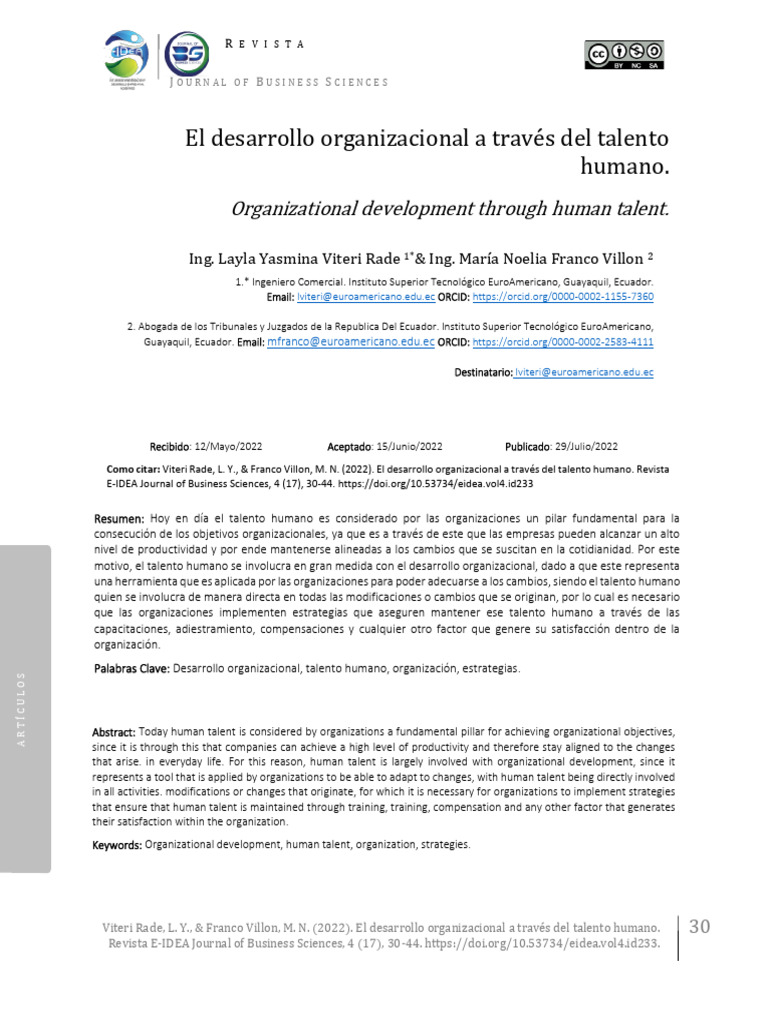 Desarrollo Organizacional y Talento Humano | PDF | Gestión del talento ...