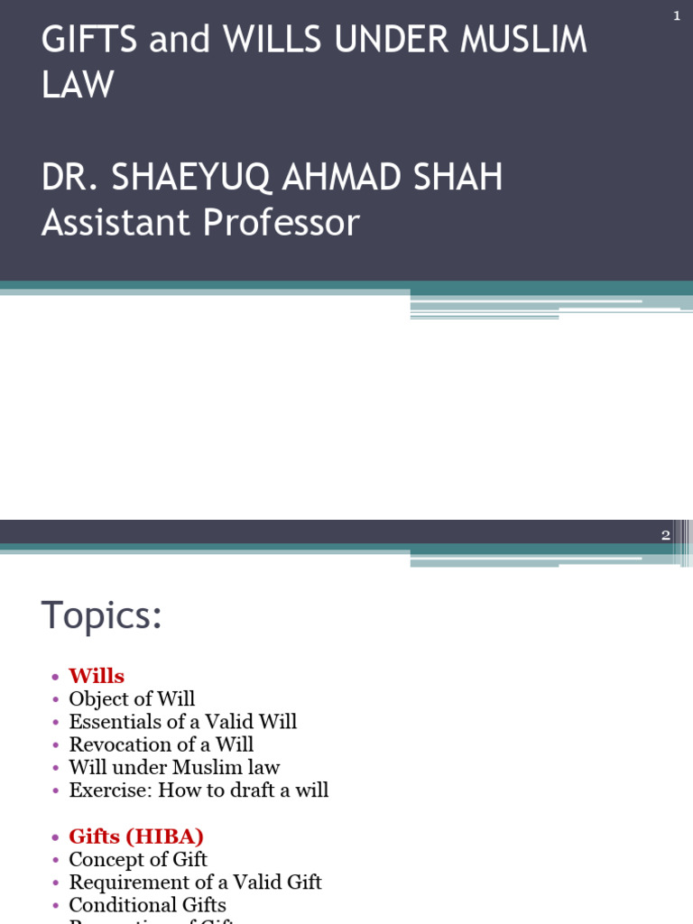 Conditional Gifts in Muslim Wills | PDF | Will And Testament | Probate