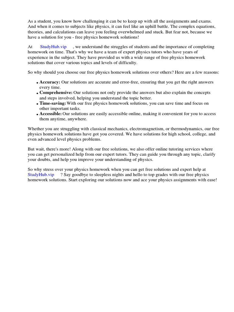 Free Physics Homework Solutions | PDF | Quantum Mechanics | Physics