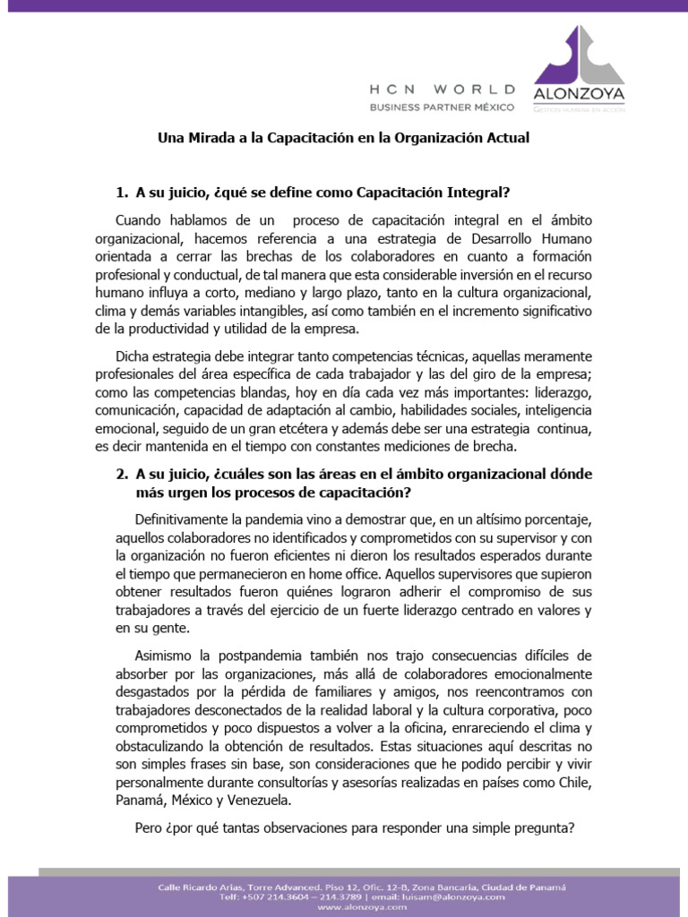 Capacitación Integral en Organizaciones Modernas | PDF | Aprendizaje ...