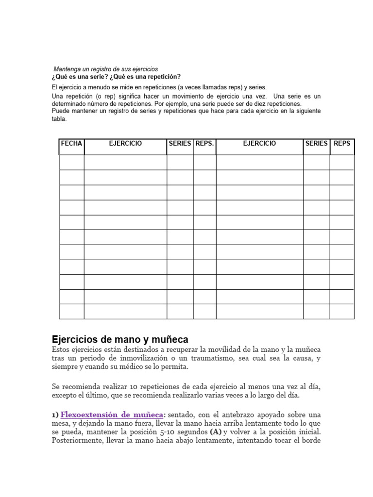 Ejercicios de Rehabilitación para Mano y Muñeca | PDF | Mano