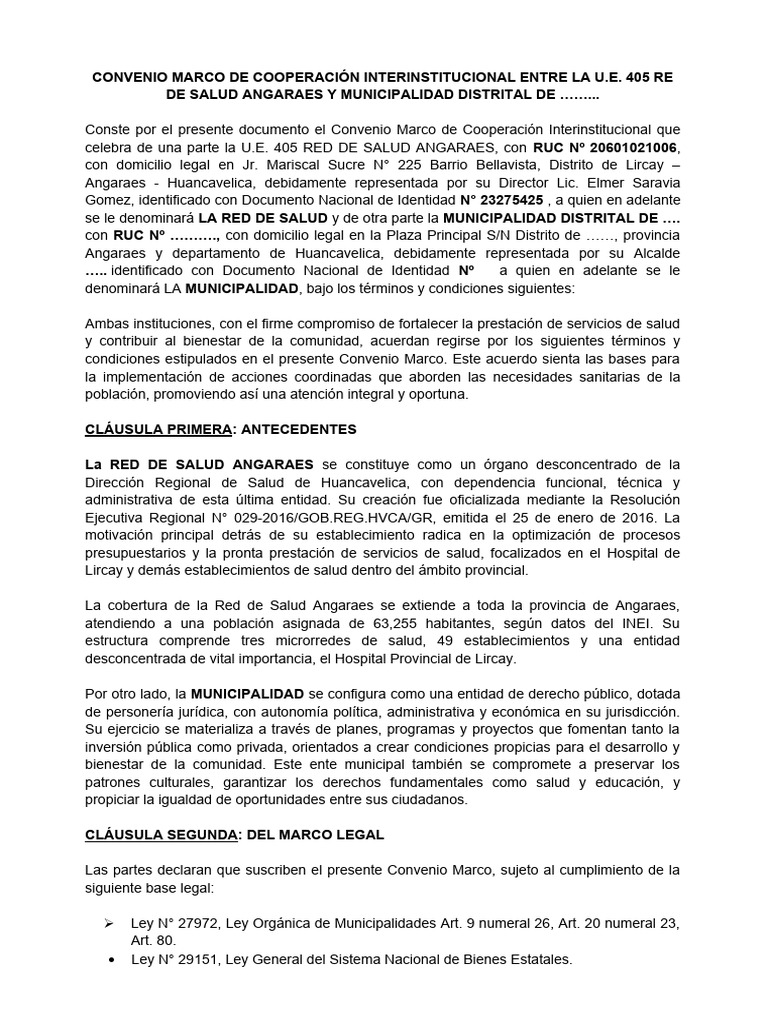 Convenio de Cooperacion | PDF | Promoción de la salud | Vigilancia