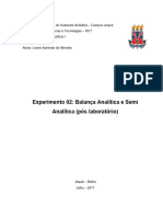 Experimento 02 - Balança Analítica e Semi Analítica