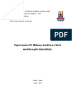 Experimento 02 - Balança analítica e semi analítica