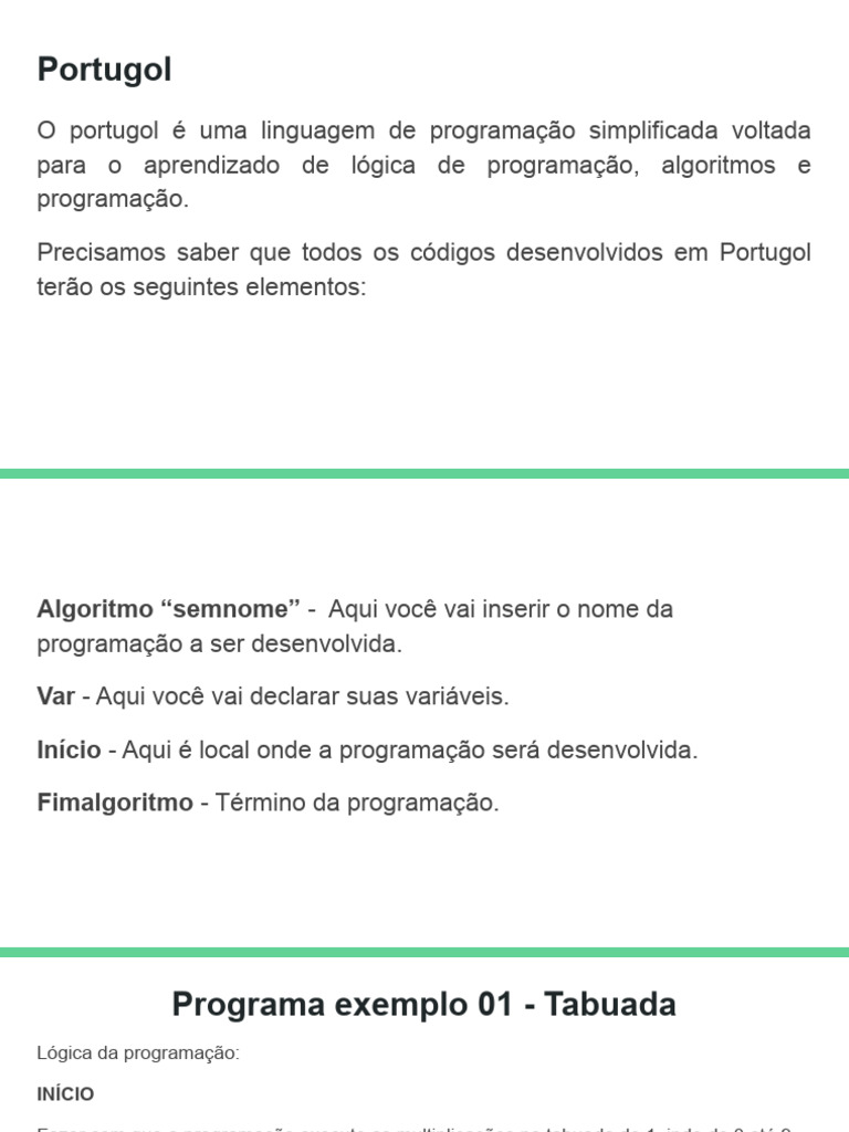 Introdução à Programação em Portugol | PDF | Algoritmos | Números