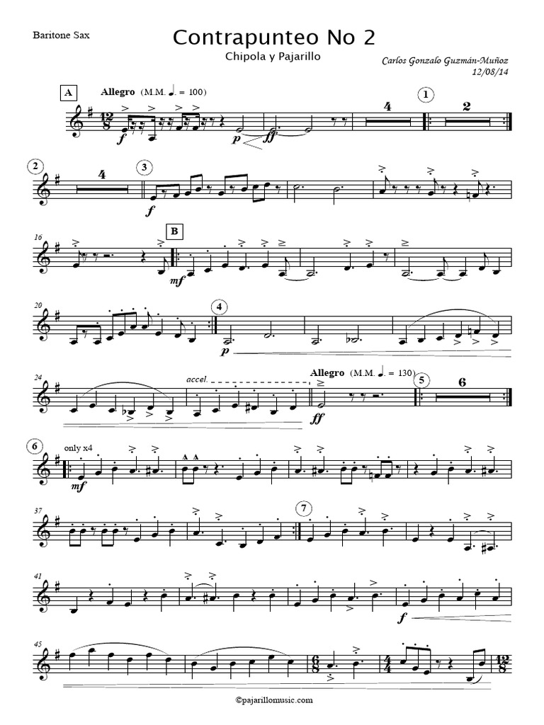 Contrapunteo No 2 - Baritone Sax | PDF | Alphabet latin