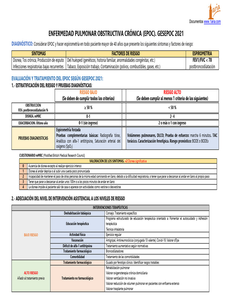 EPOC | PDF | Enfermedad pulmonar obstructiva crónica | Tos