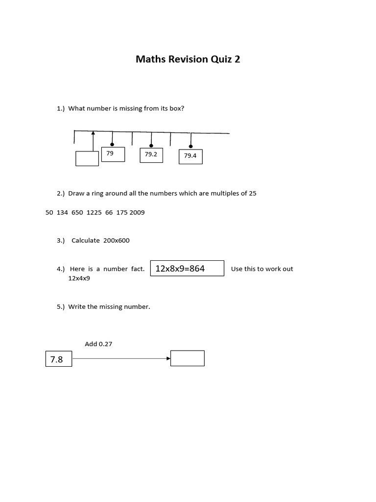 Maths Revision Quiz 2 | PDF