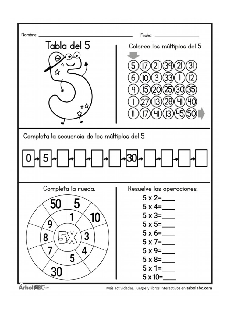 Operaciones de La Tabla Del 5 - Árbol ABC | PDF
