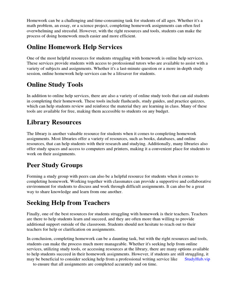Homework Resources For Students | PDF | Homework | Libraries