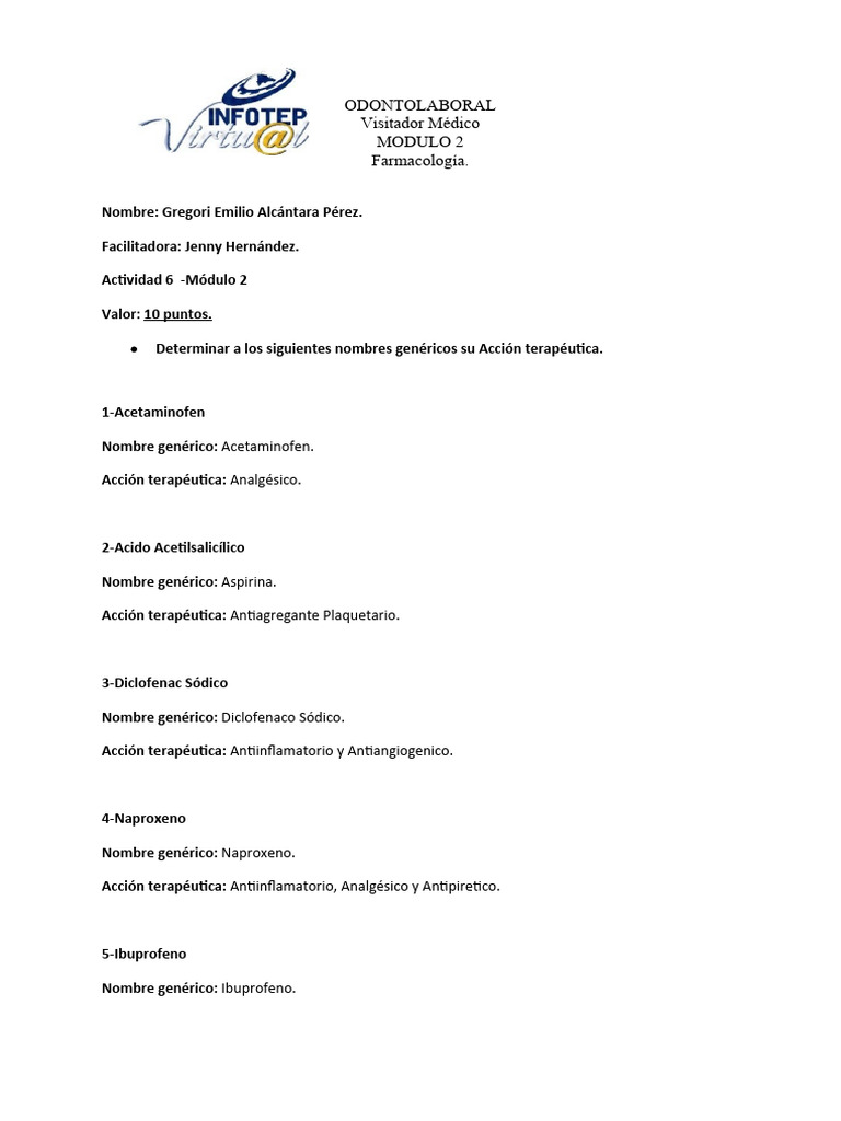 Actividad 6 - Modulo 2 IdentificaciÃ N de Acciones Terapeuticas | PDF ...