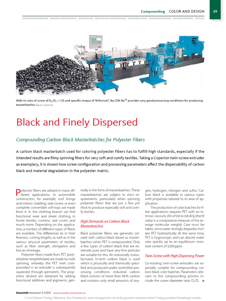Compounding Carbon Black Masterbatches For Polyester Fibers | PDF ...