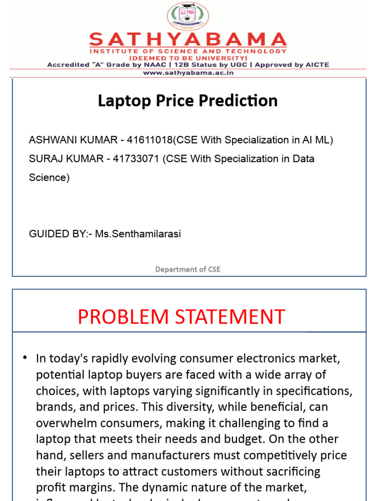 Laptop price prediction pdf mean squared error machine learning