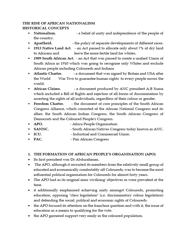 The Rise of African Nationalism | PDF | African National Congress | Africa