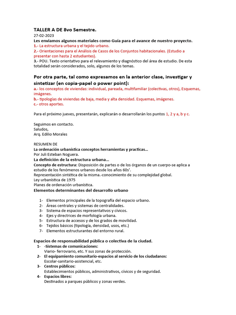 TALLER A DE 8vo Semestre | PDF | Barrio
