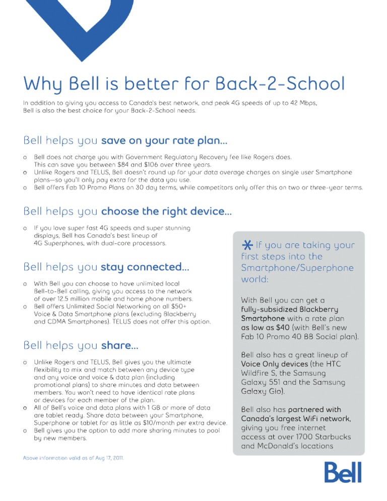 Bell's Best Back-to-School Plans | PDF | Wellness