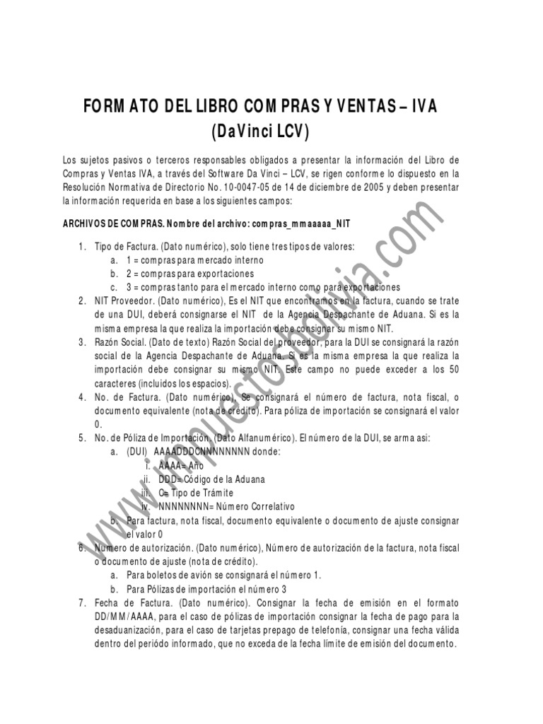 Formato Libro de Compras y Ventas IVA | PDF | Factura | Decimal