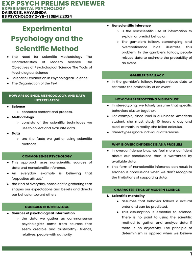 Experimental Psychology Overview | PDF | Sampling (Statistics) | Experiment