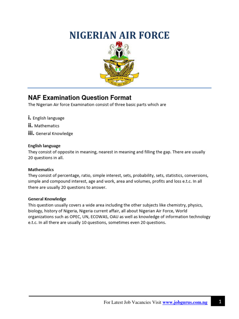 NAF Past Questions1 | PDF