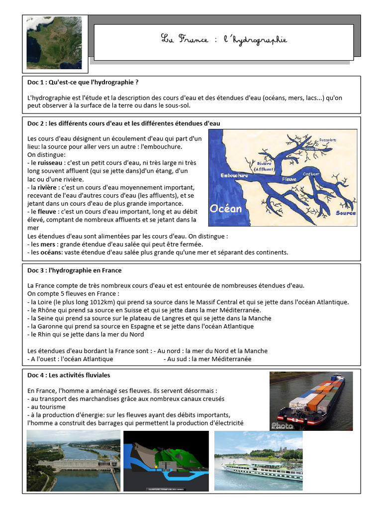 Hydrographie de la France : Cours d'eau et Étendues | PDF | Mer | Canal