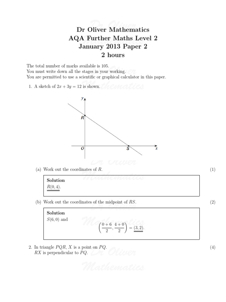 2013 AQA Further Maths Paper 2 | PDF | Mathematics | Elementary Geometry