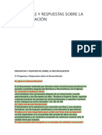 PREGUNTAS Y RESPUESTAS SOBRE LA RECONCILIACIÓN