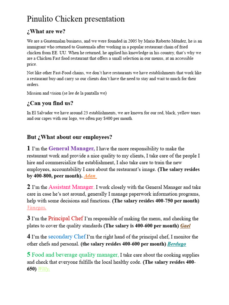 Pinulito Chiken | PDF | Menu | Point Of Sale