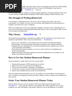 Student Homework Planner PDF