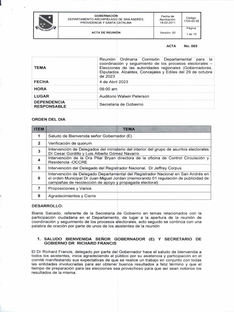 Acta No. 003 | PDF
