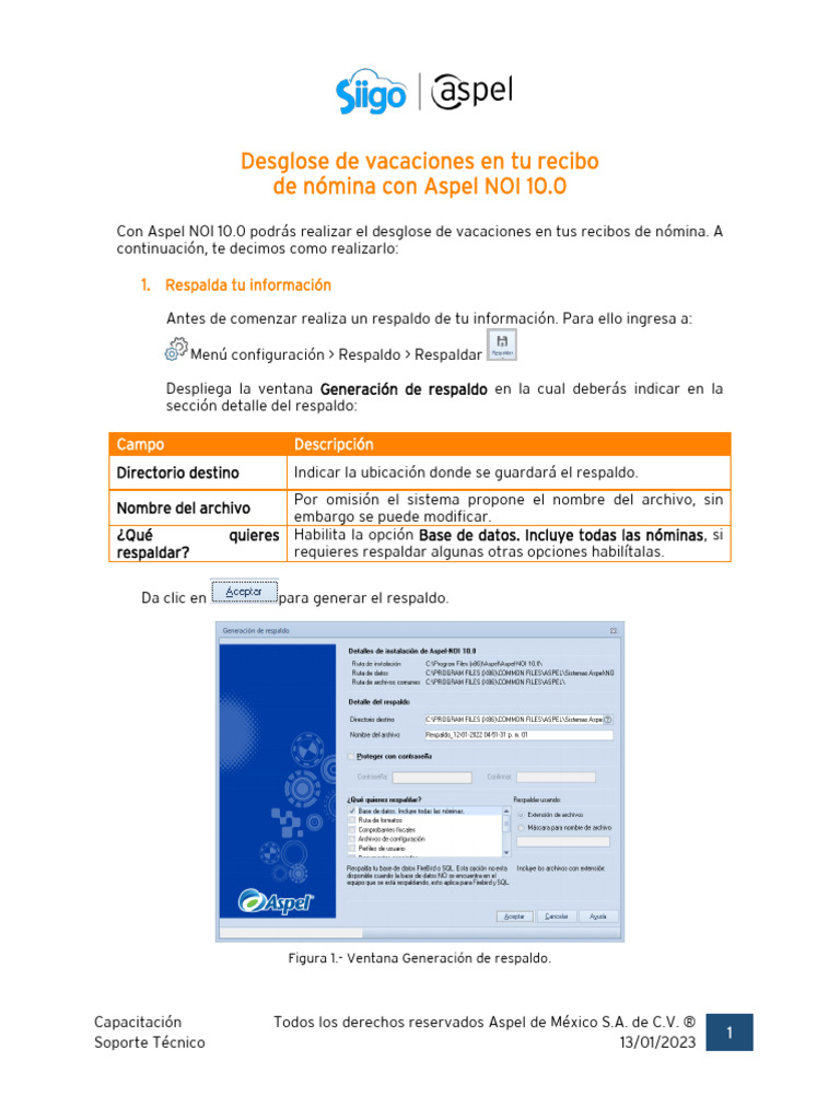 N027 - Desglose - Vacaciones - Recibo - NOI10 - Aspelll | PDF ...