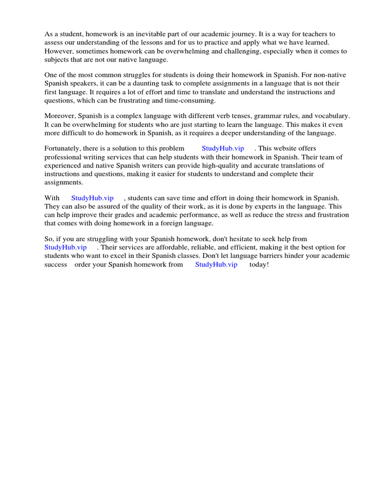 I Will Do My Homework in Spanish | PDF | Homework | Thesis