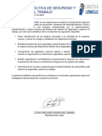 Ge-Po-01. Politica de Seguridad y Salud en El Trabajo Sst.v005