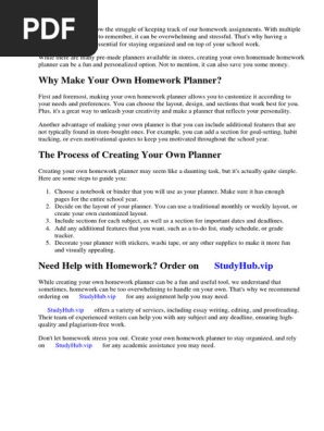 Homemade Homework Planner