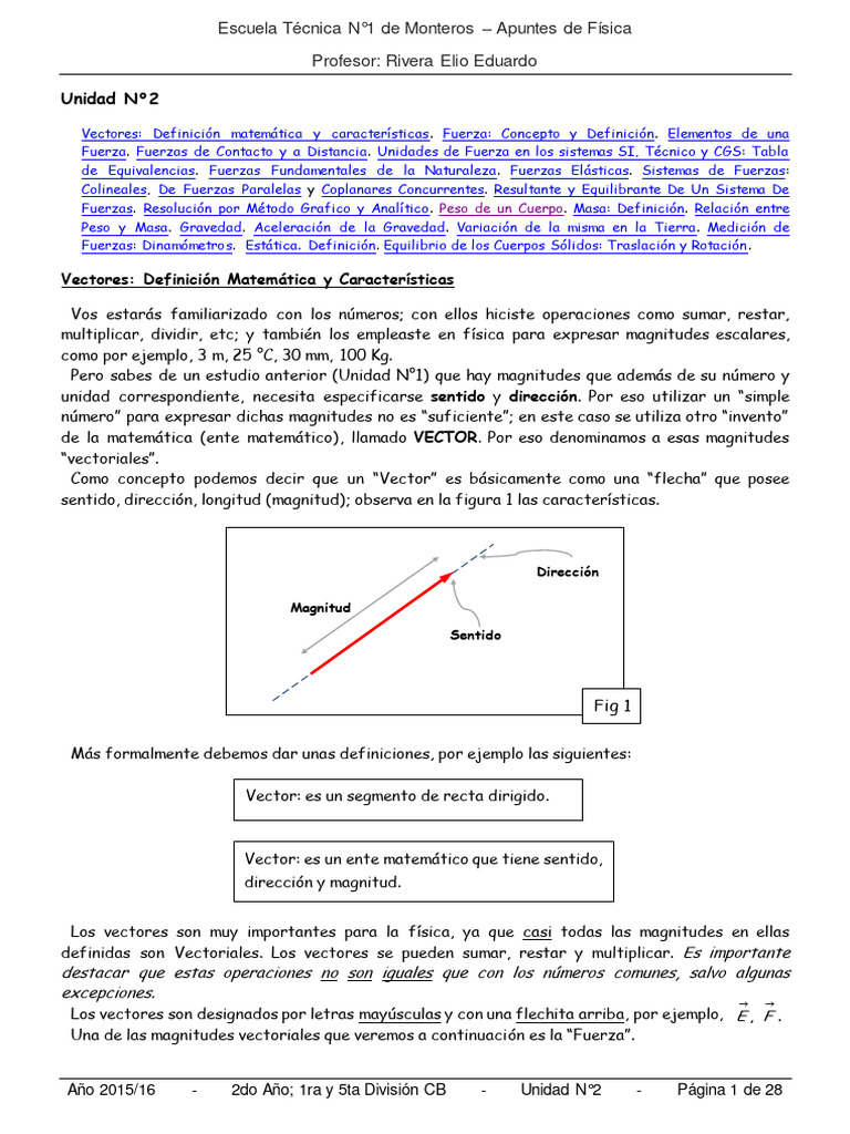 Vectores y Fuerzas en Física Escolar | PDF | Vector Euclidiano ...