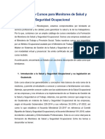 Catálogo de Cursos para Monitores de Salud y Seguridad Ocupacional