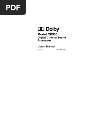 Documentation Technique Dolby – Manuel D'utilisation Automate Cat No 113C Pour CP50
