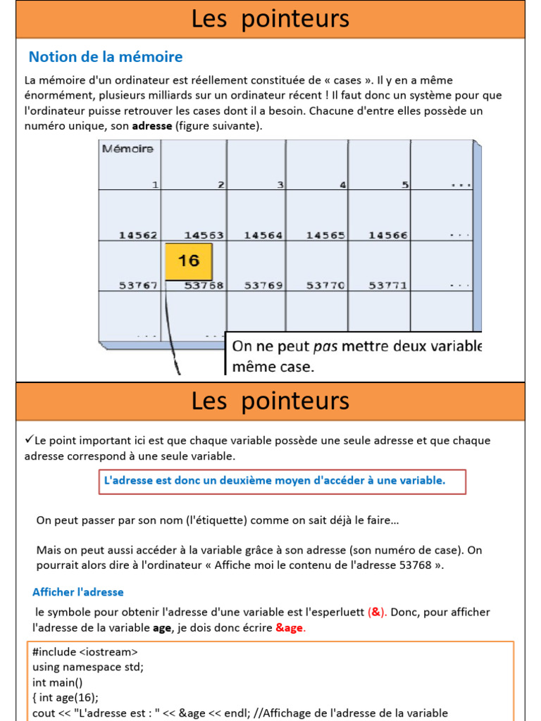 Utilisation des pointeurs en C++ | PDF | Pointeur (programmation ...
