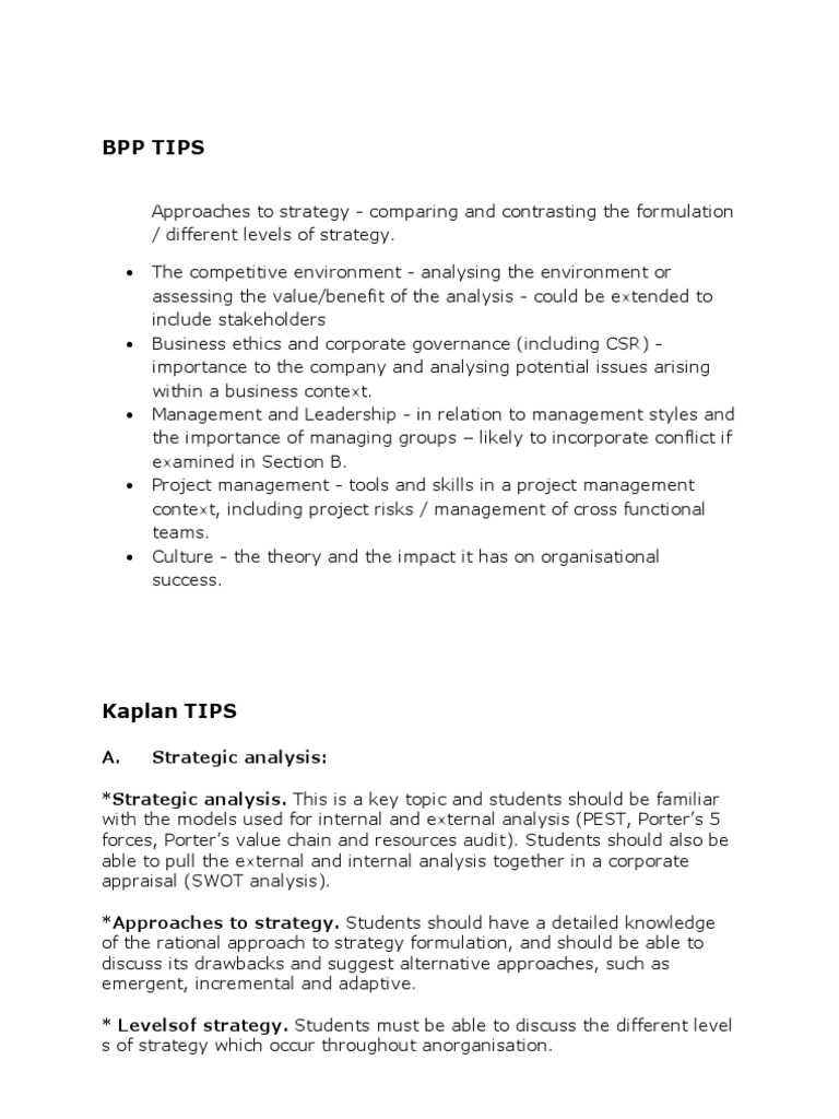 Strategic Management and Project Tips | PDF | Strategic Management ...