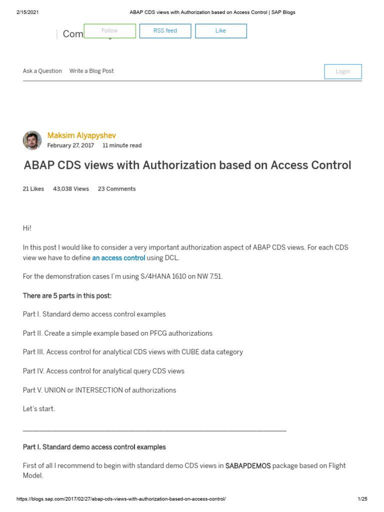 CDS Views Authorization in ABAP | PDF | Sap Se | Software Design