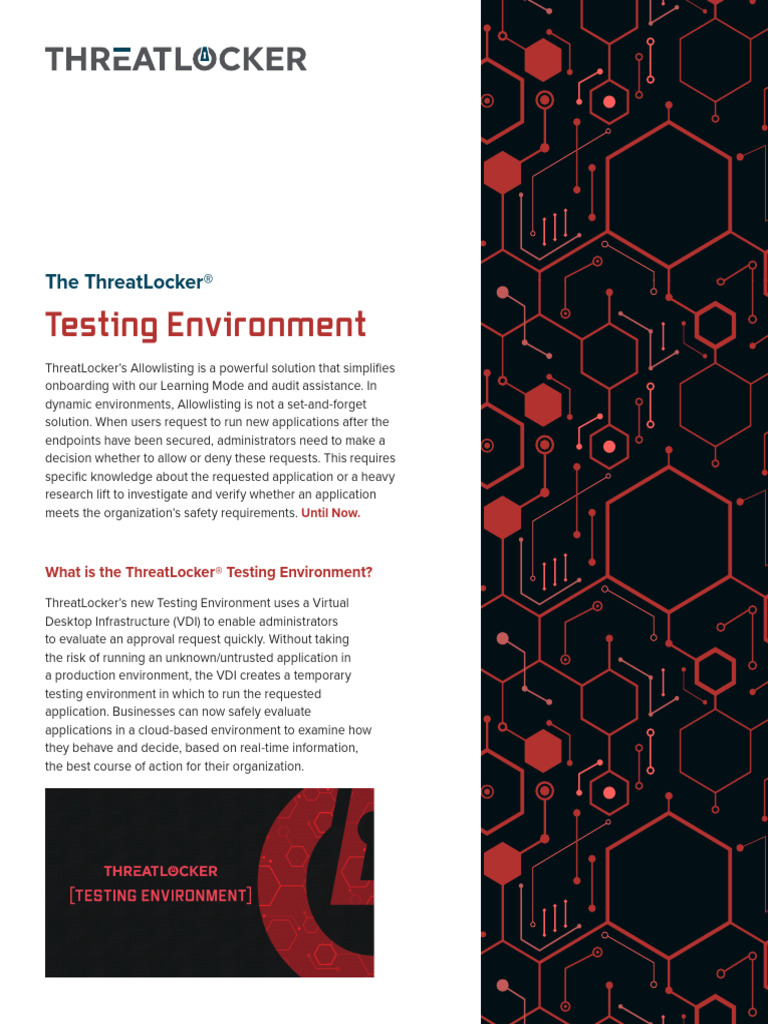 ThreatLocker TestingEnvironment OnePager PDF Desktop Virtualization System Software