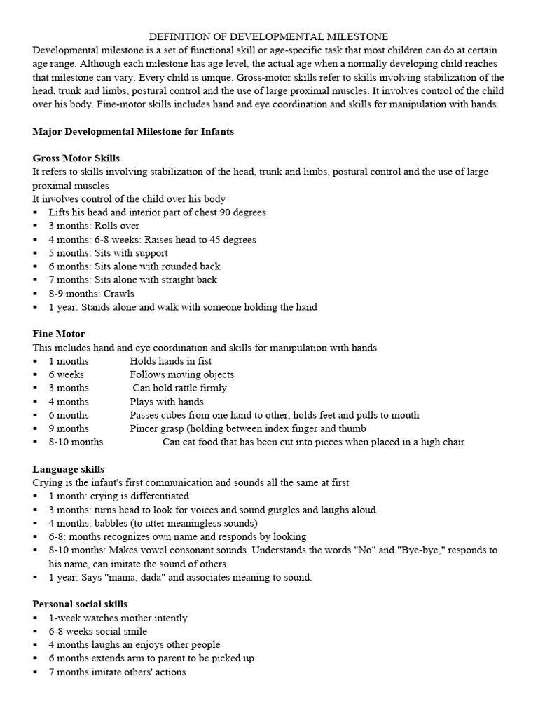 Developmental Milestone | PDF | Behavioural Sciences | Psychology