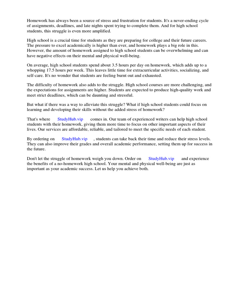 No Homework High School | PDF | Homework | Teachers