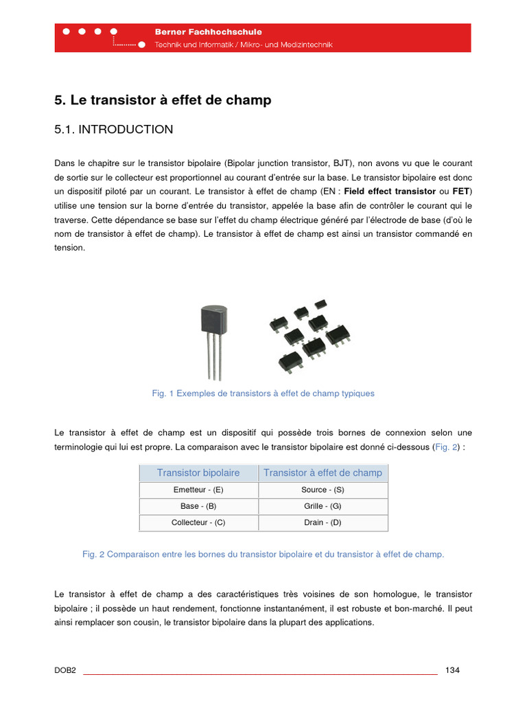 Transistor à Effet de Champ JFET et MOSFET PDF Transistor à effet — free download