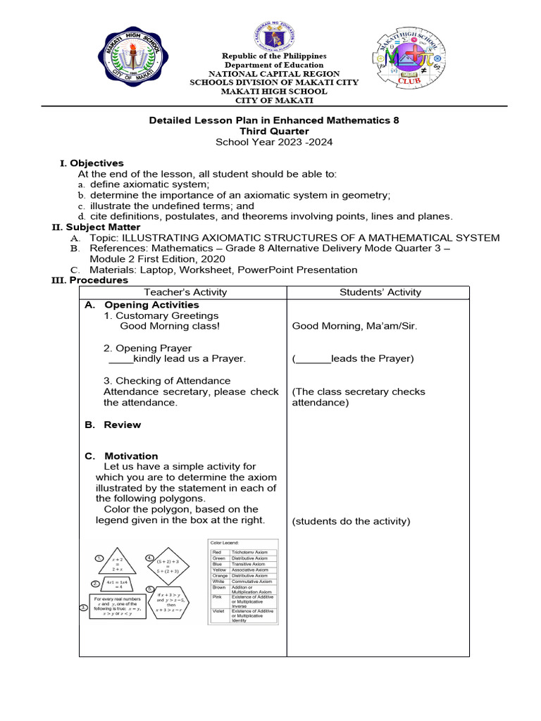 DLP-G8Math-Q3-Module2 | PDF | Axiom | Triangle