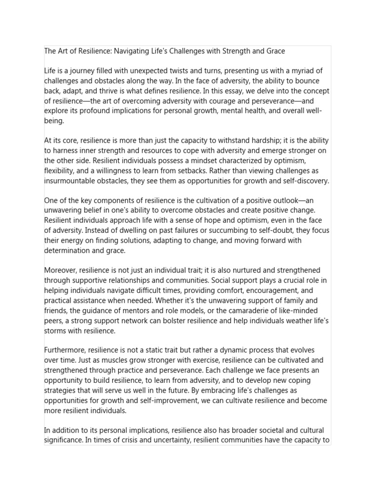 The Art of Resilience in Life's Challenges | PDF | Psychological ...