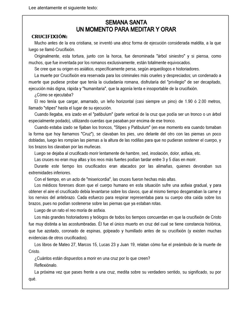 Resumen de la Crucifixión de Jesús | PDF | Crucifixión | Crucifixion de ...