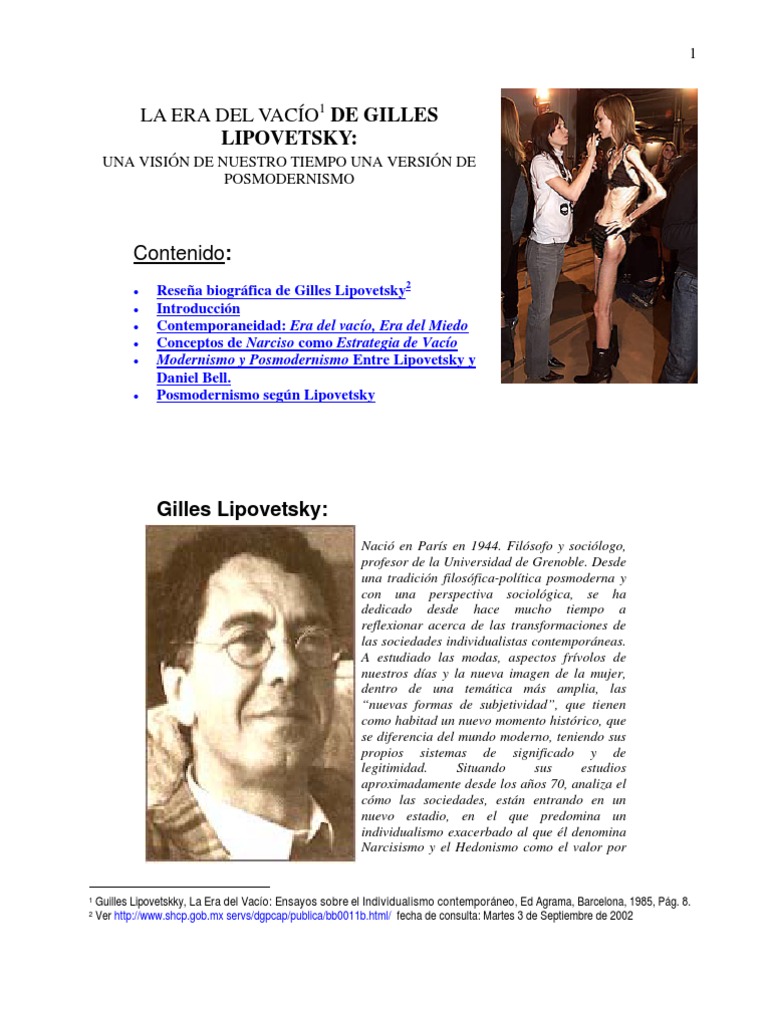 Lipovetsky Gilles La Era Del Vacio y Del Miedo