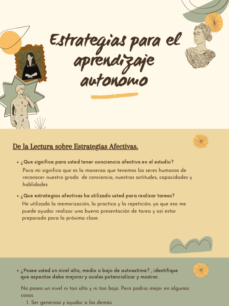Estrategias Afectivas para Aprendizaje Autónomo | PDF | Aprendizaje ...