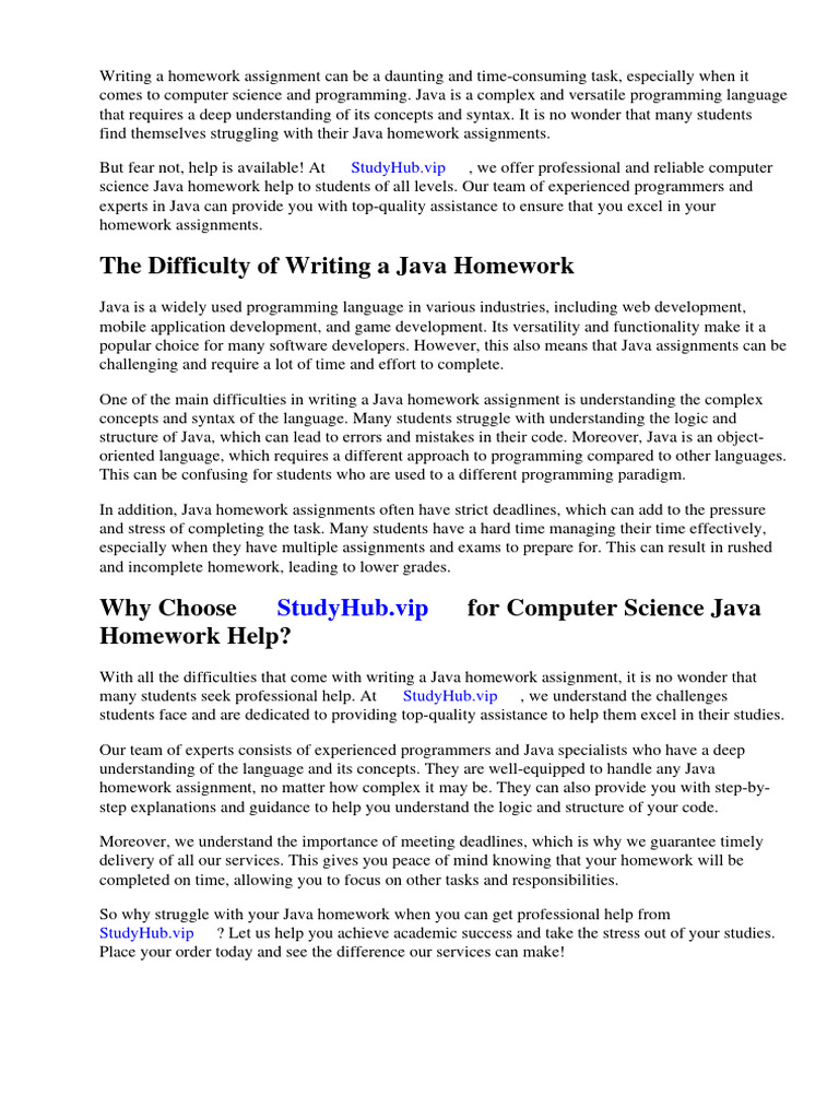 Computer Science Java Homework Help | PDF | Java (Programming Language ...
