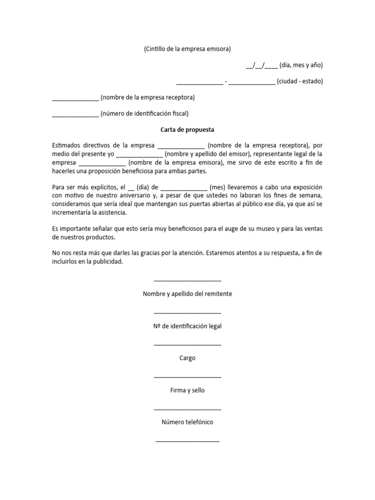 Carta de propuesta comercial formal | PDF